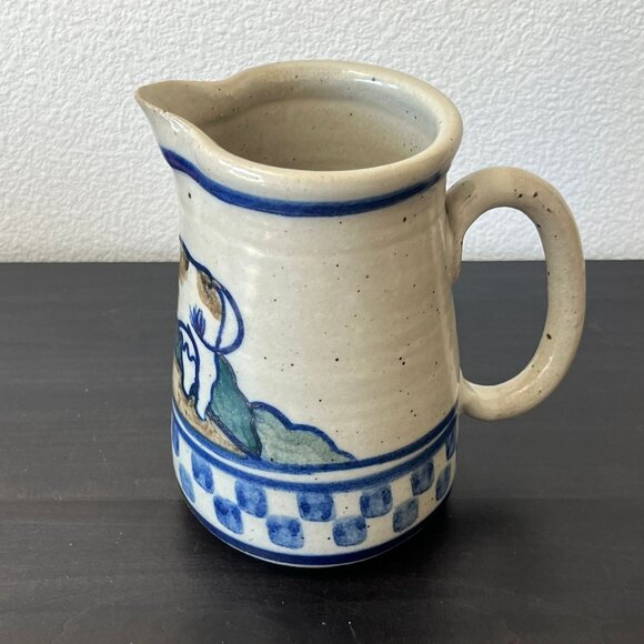 Stoneware Debbie Dean Pitcher Cow Design // Signed // Checkerboard Pattern - Picture 3 of 6